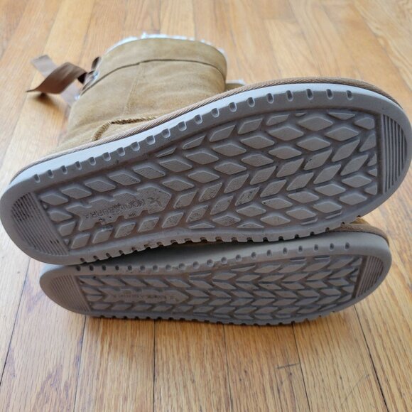 UGG KoolaBurra 7 Tan Boots Leather Fleece Lined‎ Back Lace Tie ANDRAH - Picture 3 of 10